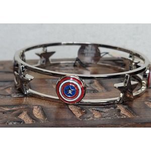 Marvel Avengers Captain America Silver Bangle Bracelet w/ Tags